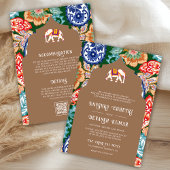 Indian Folk Art Elephant Beige Wedding Einladung