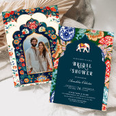 Indian Folk Art Elephant Dark Blue Brautparty Einladung