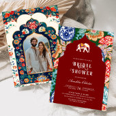 Indian Folk Art Elephant Dark Red Brautparty Einladung