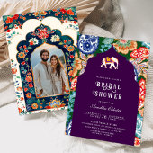 Indian Folk Art Elephant Eggplant Brautparty Einladung