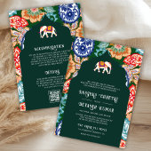 Indian Folk Art Elephant Emerald Green Wedding Einladung