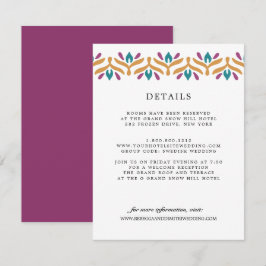 Indian Folk Art Lila WEDING Guest Details Begleitkarte