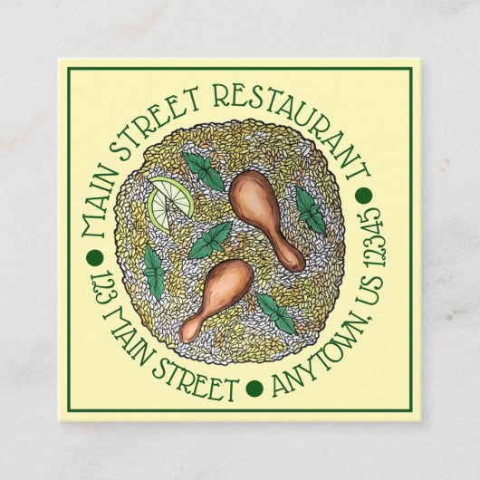 Indian Food Cuisine Restaurant Chicken Biryani Quadratische Visitenkarte (Vorderseite)