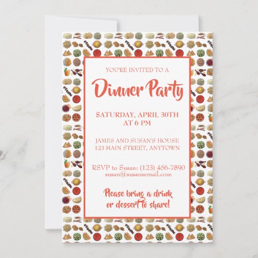 Indian Foods Geschirr Cuisine of India Dinner Part Einladung (Vorderseite)