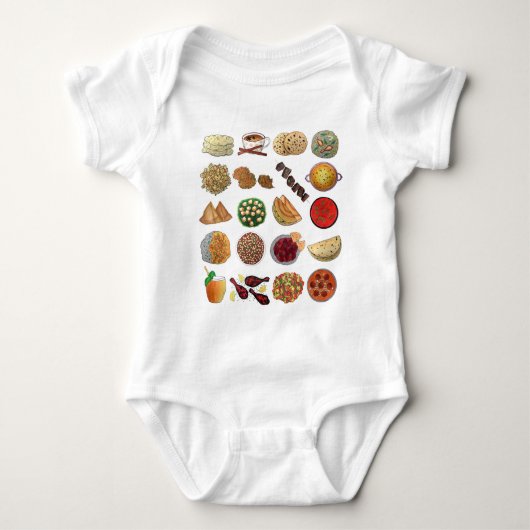 Indian Foods Geschirr Cuisine of India Illustratio Baby Strampler (Vorderseite)