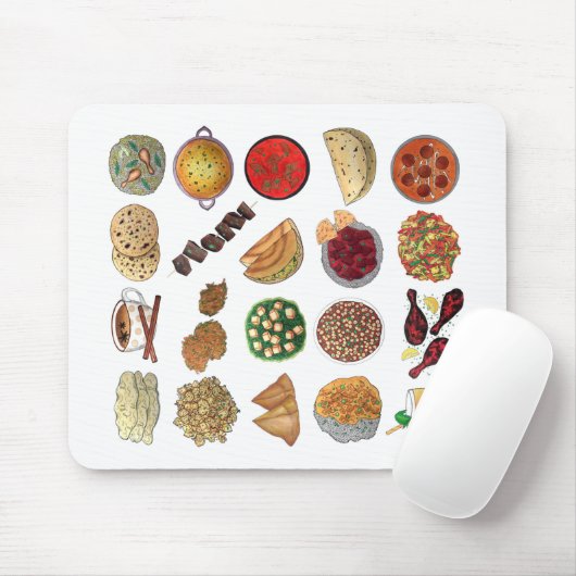 Indian Foods Geschirr Cuisine of India Illustratio Mousepad (Mit Mouse)