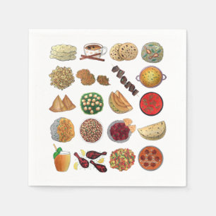 Indian Foods Geschirr Cuisine of India Illustratio Serviette