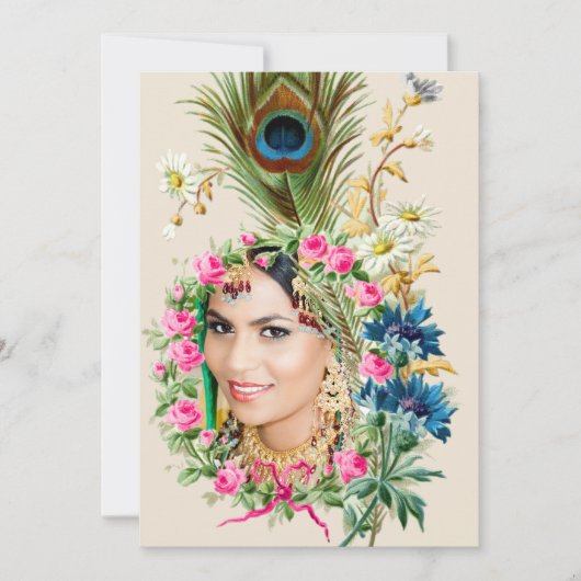 Indian Foto Bridal Dusche Einladung (Vorderseite)