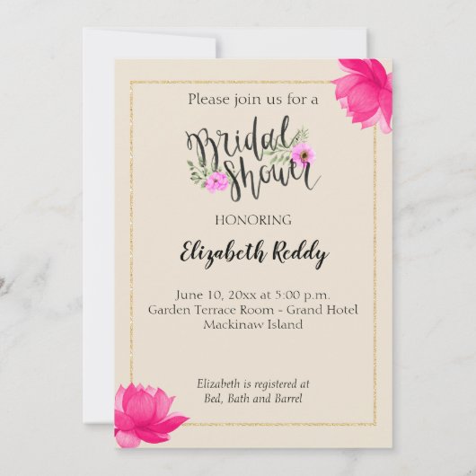 Indian Foto Bridal Dusche Einladung (Rückseite)