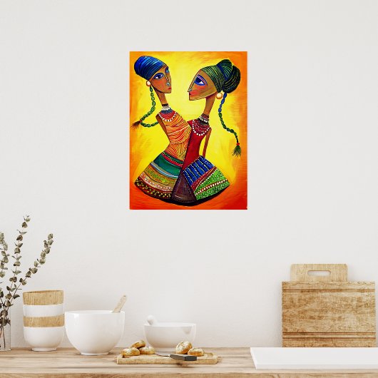 Indian Girls Dancing: Indische Kunst Poster (Küche)