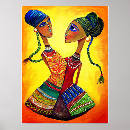 Indian Girls Dancing: Indische Kunst Poster