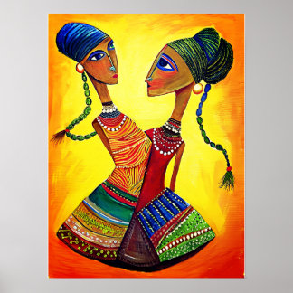 Indian Girls Dancing: Indische Kunst Poster