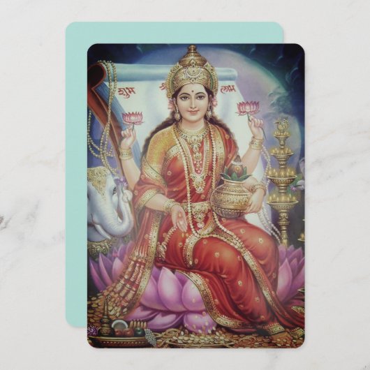 Indian Goddess Lakshmi - Grußkarte Ankündigung (Vorne/Hinten)