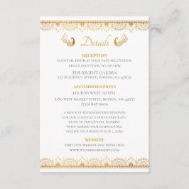 Indian Gold Ethnic Muster Wedding Details Card Begleitkarte