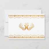 Indian Gold Ethnic Muster Wedding RSVP Card (Rückseite)