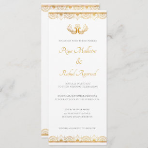 Indian Gold Ethnic Wedding Invitation Card Einladung