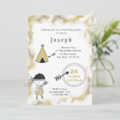 Indian Graphic Watercolor Boys - Einladung zum Geb (Stehend Vorderseite)