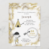 Indian Graphic Watercolor Boys - Einladung zum Geb (Vorne/Hinten)