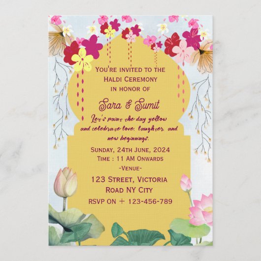 Indian Haldi Ceremony Invitations Einladung (Vorderseite)