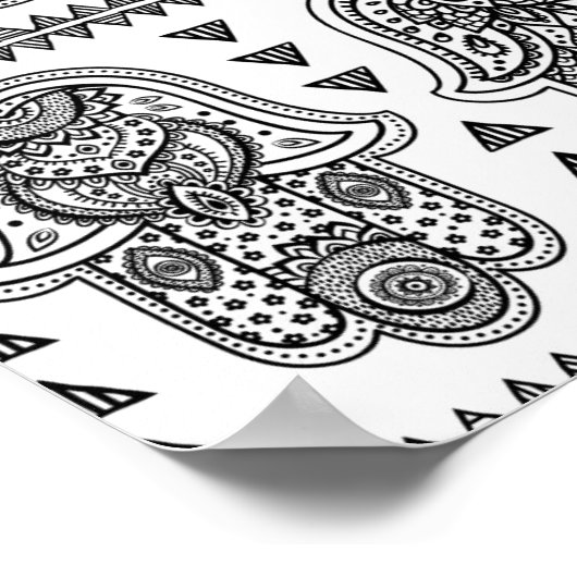 Indian Hand Drawn Hamsa Doodle 2 Poster (Ecke)