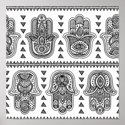 Indian Hand Drawn Hamsa Doodle 2 Poster (Vorne)