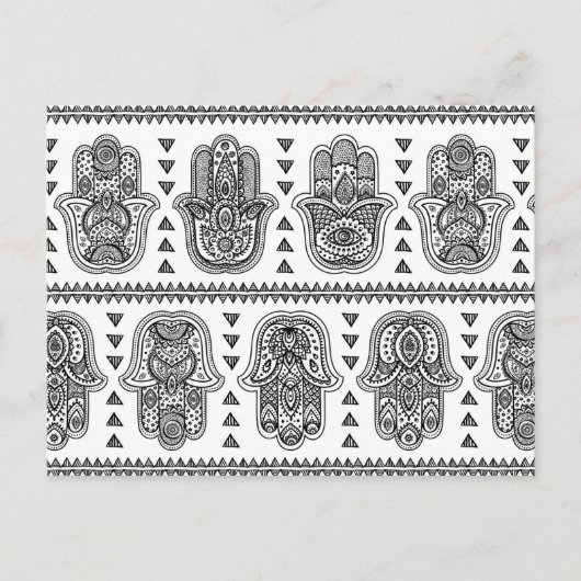 Indian Hand Drawn Hamsa Doodle Postkarte (Vorderseite)
