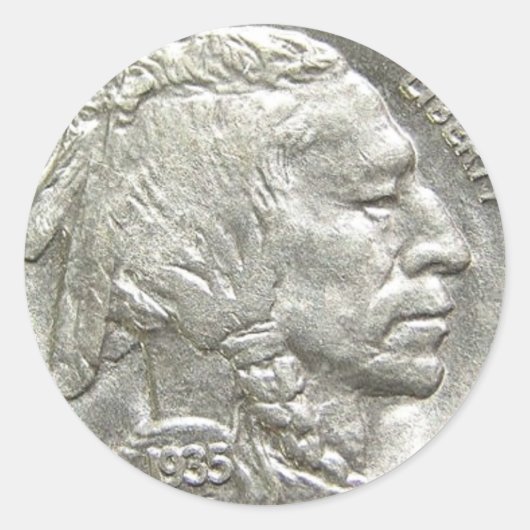 INDIAN HEAD NICKEL RUNDER AUFKLEBER (Vorderseite)