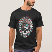 Indian Headdress Skull Glitch T-Shirt (Vorderseite)