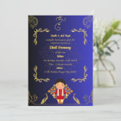 Indian Hindu Boy Dhoti Zeremonie Pancha Kattu Invi Einladung (Stehend Vorderseite)