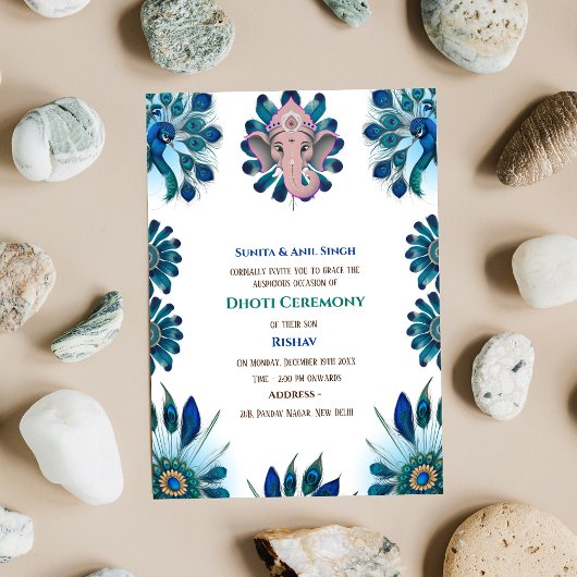 Indian Hindu Boy Dhoti Zeremonie Pancha Kattu Invi Einladung