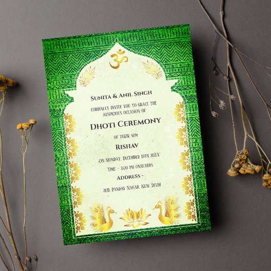 Indian Hindu Boy Dhoti Zeremonie Pancha Kattu Invi Einladung