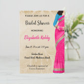 Indian Hindu Bridal Dusche Einladung (Stehend Vorderseite)