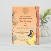 Indian Hindu Bride Haldi Zeremonie Butterfly Einladung (Stehend Vorderseite)