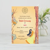 Indian Hindu Bride Haldi Zeremonie Butterfly Einladung (Stehend Vorderseite)