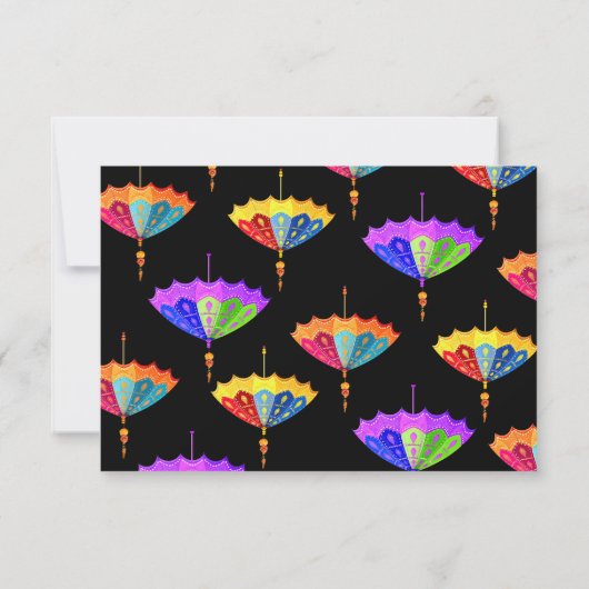 Indian Hindu Colorful Parasol Wedding RSVP (Rückseite)
