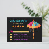 Indian Hindu Colorful Parasol Wedding RSVP Einladung (Stehend Vorderseite)