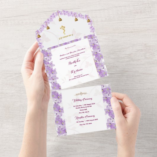 Indian Hindu Ganesha lebhafte Wasserfarbe All In One Einladung (Abreißen)