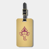 Indian Hindu God Ganesh /Ganesha Gold Maroon Gepäckanhänger (Vorderseite vertikal)
