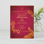 Indian Hindu Groom Haldi Zeremonie Pfauenthema Einladung (Stehend Vorderseite)