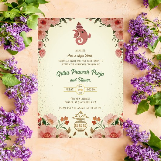 Indian Hindu Housewarming Griha Pravesh Einladung