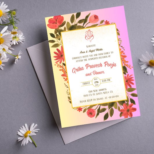 Indian Hindu Housewarming Griha Pravesh Einladung