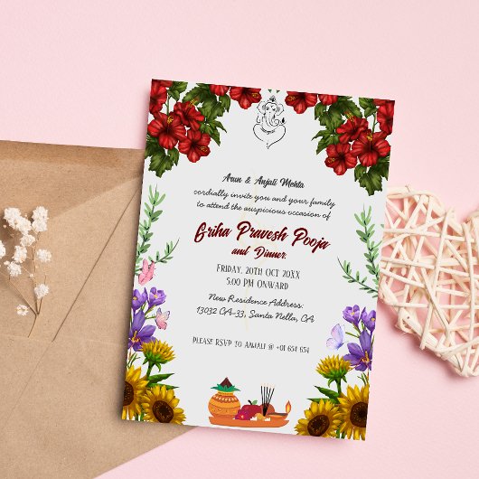 Indian Hindu Housewarming Griha Pravesh Einladung