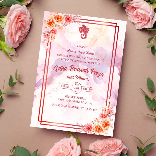 Indian Hindu Housewarming Griha Pravesh Einladung