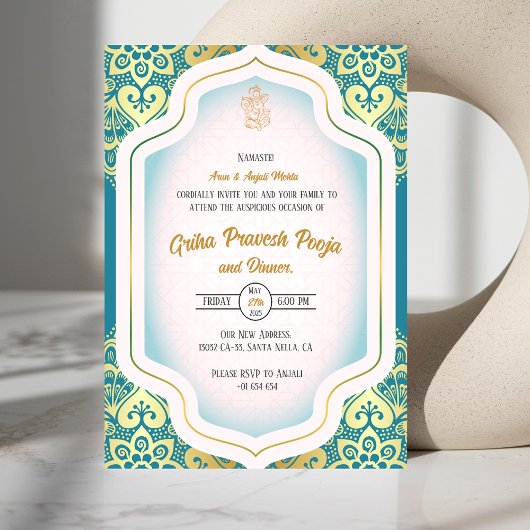 Indian Hindu Housewarming Griha Pravesh Einladung