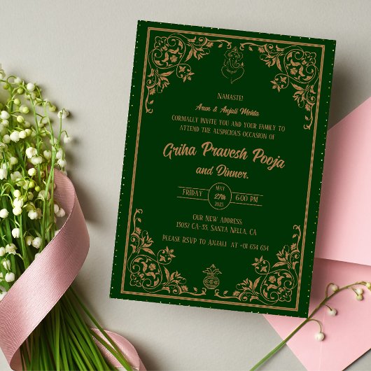Indian Hindu Housewarming Griha Pravesh Einladung