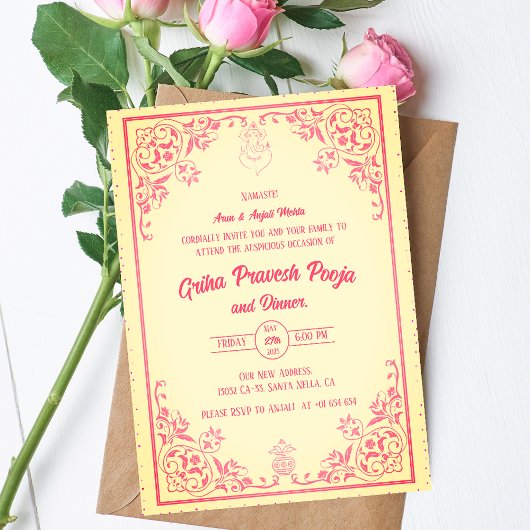 Indian Hindu Housewarming Griha Pravesh Einladung