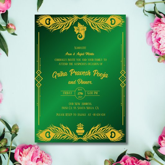 Indian Hindu Housewarming Griha Pravesh Einladung