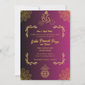 Indian Hindu Housewarming Griha Pravesh Golden Einladung (Vorderseite)