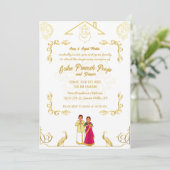 Indian Hindu Housewarming Griha Pravesh Golden Einladung (Stehend Vorderseite)