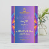 Indian Hindu Lila Pink Chakra Ganesha Wedding Einladung (Stehend Vorderseite)